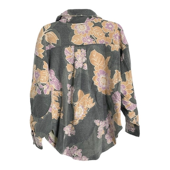 NEW Free People Ruby Jacket Oversized Shirt Shacket Charcoal Combo - Large - Picture 7 of 10